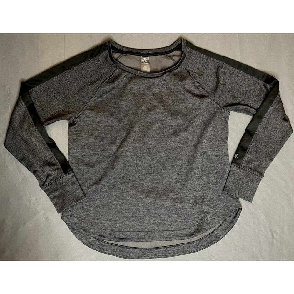 Champion Sweatshirt Womens Size Large Grey Black‎ Long Sleeve Thumb Hole Fleece